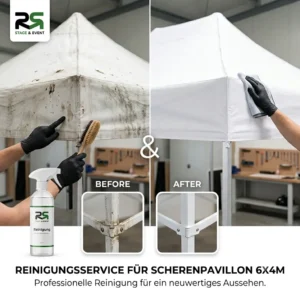 Pavillon 6x4 aus Bremen: Perfekt gereinigt überzeugt dieses hochwertige Eventzelt bei der Vermietung durch ein strahlend sauberes Erscheinungsbild und sorgt so bei Ihrer nächsten Veranstaltung für einen professionellen Eindruck.