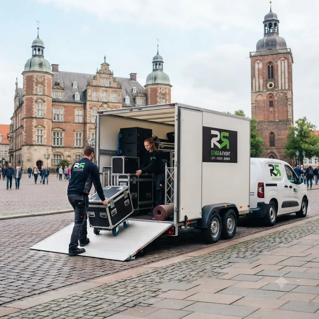 Profitieren Sie vom Stadtfahrt-Anhängers in Oldenburg inklusive hochwertiger Audioausstattung – ideal für professionelle Veranstaltungen in der historischen Innenstadt.